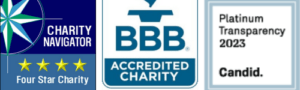 Charity Navigator, BBB and Candid logos