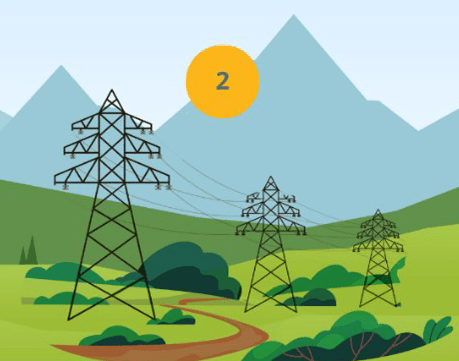 Graphic of mountains and power lines