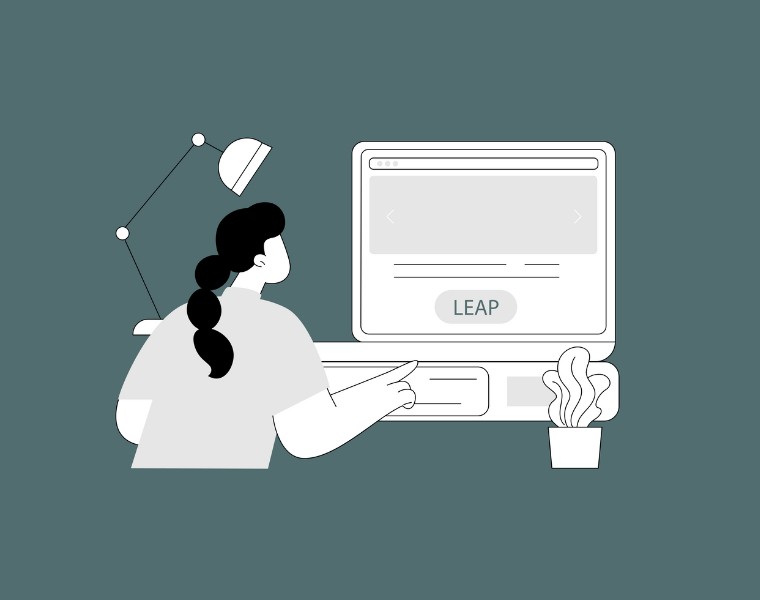 Graphic of participant at the computer applying for LEAP