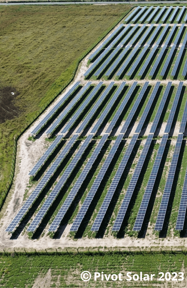 Aerial photo of community solar garden in Sterling CO